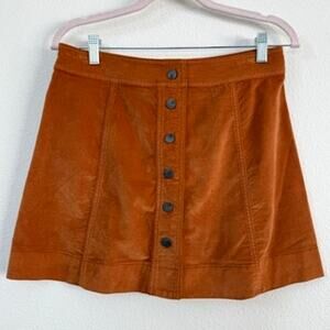 Madewell Button-Front Velveteen Mini Skirt Burnt Orange Size 4 Soft Cotton Blend